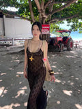 Sexy Lace Cascading Fine Shoulder Sling Long Dress