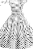 Vintage Dress Women Polka Dot Elegant Short Sleeve A-Line Midi Party Dress Sundress Robe Rockabilly