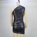 Zingj Women's Wear 2023 Summer Fashion New Sleeveless Inclined Shoulder Fold Collect Fanny Pack Hip Dress Women's