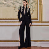 Star Fashion Heavy Industry Diamond Nail Collar Blazer Blazer Trouser Suit