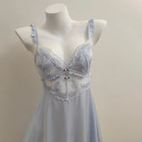 Lace Hollow With Chest Pad Sling Ice Spring And Autumn Cool Night Dress Beautiful High Sense Of Pajamas Female Pure