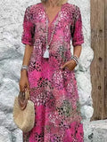 Fashion New Printed Lace V-Neck Short-Sleeved