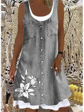 Sleeveless Stitching Printing Casual Dress