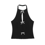 Women's ZA Summer New Bow Ornament Hanging Neck Vest Skirt