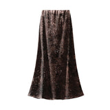 Velvet Dress Women Autumn And Winter New Korean Version Of High-Waist A Skirt In The Long-Term Slim Stumbling Skirt