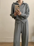 And Winter New Lazy Windy Open Shirt Sweater Set Women's Comfortable Top + Pants Knitted Two