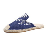 Embroidery Baotou Slippers Women's Grass Porpoise Vine Bottom Fisherman's Shoes Large Size 44 Yards Flat-Soled Muller