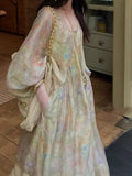 Casual Retro Loose Long V-Neck Bat Sleeve Niche Dress French Mid-Sleeve A-Dress