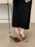 Summer Fashion Toe Women's Shoes Sexy Pointed Sandals Temperament Metal Buckle Thin Women's High