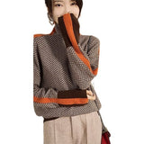 And Winter Design Feeling Lazy Loose Colliding Sleeve Full Imitation Wool High-Neck Knitting Sweater Women Autumn And