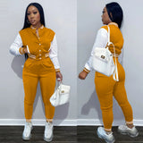 Winter Baseball Sport Women's Set Jacket and Pants Suit Active Sweatsuit Tracksuit Two Piece Set Fitness