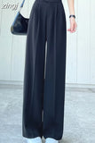 Women Wide Leg Pants Spring Fashion Women's Pants Thin High Waisted Straight Casual Trousers Female Clothing Black