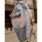 Color Pocket Hooded Knitted Knitted Women's Long Cardigan Women's Coat Color