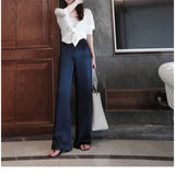 Wide Leg Pants Female Summer High Waist Hanging Feeling Pants Female Spring And Autumn Straight Tube Casual Floor Trousers Cloud