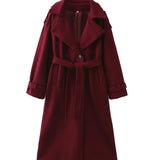 Women's Explosive Wine Red Loose Collar Long Sleeve Single Button
