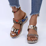 New Large-Size Women's Sandals Thick-Soled Flowers Snake-Snake Sandals Large-Size Women's
