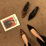 Female Low-Heeling Point 2025 New French Temperament Fine And Leopard-Print Lazy Light-Mouthed Cold