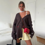 Wool Single Buckle Dachshund Dachshund Dog Embroidered Sweater Coat Trend Fashion Personality Women's Loose