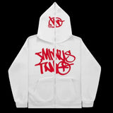 New High Street Hip-Hop National Tide Printing Zipper Clothing Fashion Fashion Couple