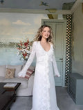 New Women's Elegant Temperament V-Neck Lace Lotus Side Banquet Ass Dress Dress