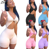 Women Jumpsuit Cut Out Solid Color Sleeveless Playsuit Slim Bodycon Short Romper Women Jumpsuit