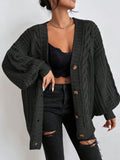 Sweater Lady Retro Style Loose Lantern Sleeve Knitted