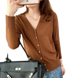 Zingj New Spring And Fall Thin Knit Women's Cardigan Long Sleeve V Neck Short Sweater Small Shawl Coat Jacket-Outfit