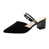 Head With Coarse Heel Cool Slippers Half-Dragging Sandals Women's Summer 2025 New Breathable Cloth
