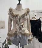 Shooting Waste Soil Wind Irregular Wood Ear Trumin Knitting To Make Old Hole Splicing Hairy Blouse Hottie Cardigan
