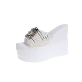 Zingj Slippers Female Wear Slope With Women's Diamond Square Buckle Cool Drag 2023 Summer New Platform Waterproof Platform Women's