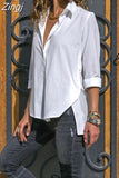 Lady Irregularly Split Shirt Casual 5XL Loose Blouse Women Shirts Spring Long Sleeve Button Tops Chic Clothes
