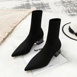Boots Women High Tips And Short Boots Spring And Autumn Single Boots 2025 Autumn And Winter Knitting Socks Boots Coarse And Socks