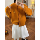 Wind Soft Knitted Cardigan Women's Autumn And Winter 2025 Korean Version Of The Collar Loose Casual Sweater