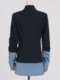 Zingj Splicing Suit Jacket Female 2024 Autumn New Dress Suit Lapel High Sense Long Sleeve Small Suit