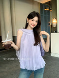 Does Not Return] Xiu Xixi 13 Lines 2025 Summer Temperament Chiffon Shirt Sleeveless Top Lady