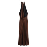 Women's Clothing Explosion Of The Solid Color Jacket Hanging Neck Collar Knot Folded Fan Flute