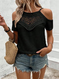 And Summer 2025 New Lace Splicing Design Knitted Sling Strap Strap T-Shirt