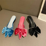 Sandals Stiletto Toe Box Rhinestone Bow Women 'S Pointed Toe High Heel Slippers Mules