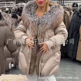 New High-End Fur Big Fox Wool Cotton Silver Fox Down Jacket Warm Hooded Coat