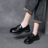 Cowhite Retro English Style Happy Shoes Women Spring And Autumn New Casual Small Leather Shoes Single Shoes