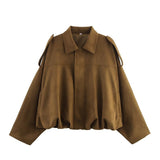 Color 2025 Spring And Autumn Leisure Tuffen Texture Collar Pilot Jacket Women
