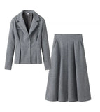 Women's Clothing INS Burst Waist Small Suit A Word Long Half Skirt Two