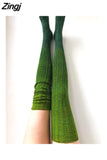Fall Winter Warm Knitted Thick Women Stockings Gradient Color Loose Causal Knee Length Stockings 3 Colors