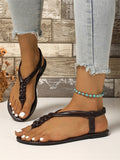 New Women's Flat-Bottomed Large-Size Woven Women's Sandals Fashion Roman Shoes Style