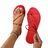 Flat-Bottomed Toe Slippers Women Round Head Light Clip Beach Cool Slippers