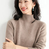 Zingj Winter New Half High Collar Sweater Female Inside Build Not Cashmere Long Sleeve Thick Knit Bottom Shirt Loose Jacket-Outfit
