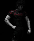 Demon Line Manuscript Spider Before And After Printing Short-Sleeved T-Shirt Summer Tide Necker Men's