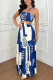Women's Clothing New Hanging Neck Chest Casual Geometric Pattern Hollow Dress