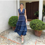 Women's Retro Tuxedo Splicing Fashion V-Neck Sleeveless High-Waisted Cheongsam