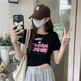 Zingj Girls Hollow Out Short T-Shirt Female Summer 2024 New Design Sense Slim Slim Short-Sleeved Student